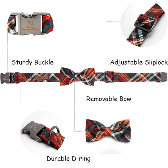 Lionheart Christmas Dog Collar & Bowtie - Picture 4 of 12